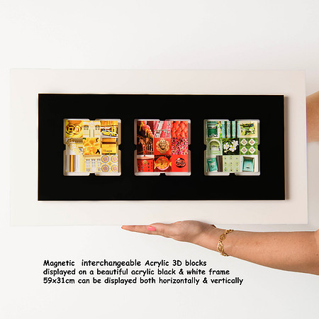 3D Magnetic Interchangeable Blocks- Display Black & White Frame
